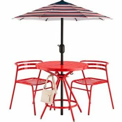 Safco® CoGo Steel Outdoor/Indoor Table, Round, 30"W, Red -Tables Shop 15872 4361RD FrontChairProp