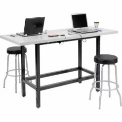 Interion By Global Industrial Interion® Standing Height Table With Power, 72"L x 30"W, Gray -Tables Shop 238328 02