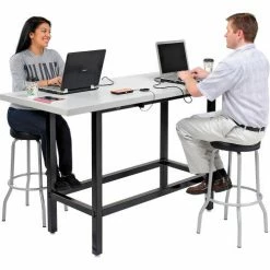 Interion By Global Industrial Interion® Standing Height Table With Power, 72"L x 30"W, Gray -Tables Shop 238328 03
