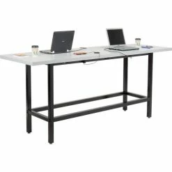 Interion By Global Industrial Interion® Standing Height Table With Power, 96"L x 30"W, Gray