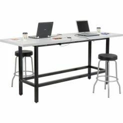 Interion By Global Industrial Interion® Standing Height Table With Power, 96"L x 30"W, Gray -Tables Shop 238329 03