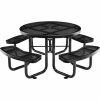 Global Industrial 46" Round Picnic Table, Perforated Metal, Black
