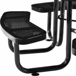 Global Industrial 46" Round Picnic Table, Perforated Metal, Black -Tables Shop 262078BK 02