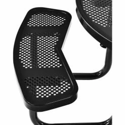 Global Industrial 46" Round Picnic Table, Perforated Metal, Black -Tables Shop 262078BK 03
