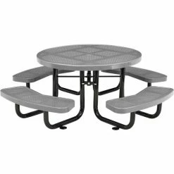 Global Industrial™ 46" Round Kids Picnic Table, Perforated Metal, Gray