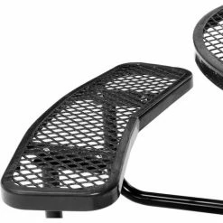 Global Industrial 46" Round Picnic Table, Expanded Metal, Black -Tables Shop 277150BK 03
