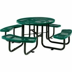 Global Industrial™ 46" Round Picnic Table, Expanded Metal, Green
