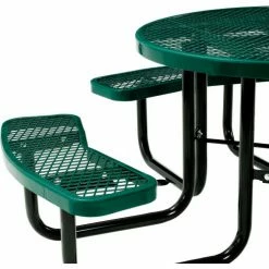 Global Industrial™ 46" Round Picnic Table, Expanded Metal, Green -Tables Shop 277150GN 02