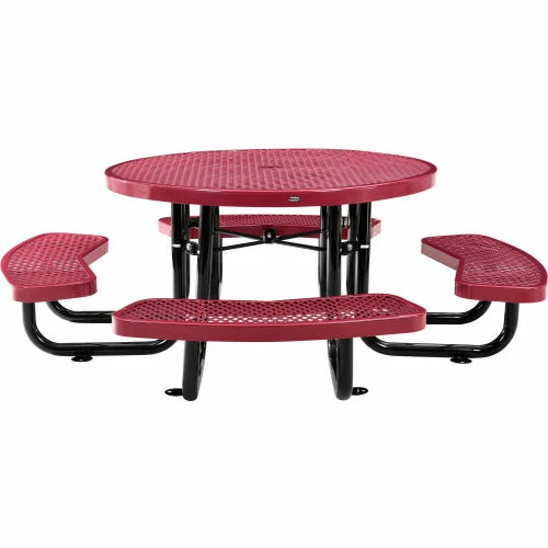 Global Industrial 46" Round Kids Picnic Table, Expanded Metal, Red 2 Global Industrial 46" Round Kids Picnic Table, Expanded Metal, Red - Image 2