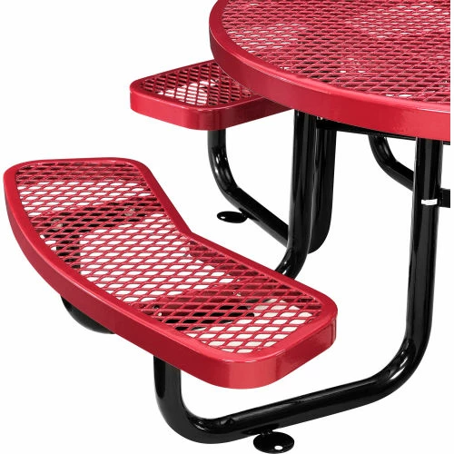 Global Industrial 46" Round Kids Picnic Table, Expanded Metal, Red 8 Global Industrial 46" Round Kids Picnic Table, Expanded Metal, Red - Image 8