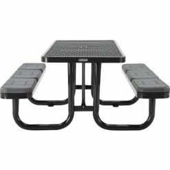 Global Industrial™ 6' Rectangular Picnic Table w/ Seat Cushions, Expanded Metal, Black -Tables Shop 277152BKS 03
