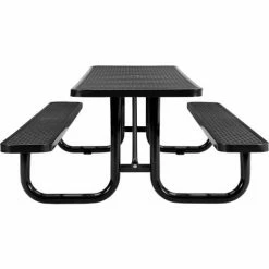 Global Industrial™ 8' Rectangular Picnic Table, Expanded Metal, Black -Tables Shop 277153BK 02
