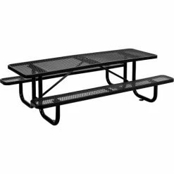 Global Industrial™ 8' Rectangular Picnic Table, Expanded Metal, Black -Tables Shop 277153BK 04