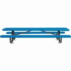 Global Industrial 8' Rectangular Kids Picnic Table, Expanded Metal, Blue -Tables Shop 277153KBL 02
