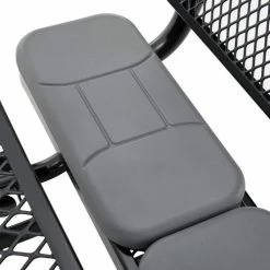 Global Industrial™ 4' Rectangular Picnic Table w/ Backrests & Cushions, Expanded Metal, Black -Tables Shop 277620BKS 02
