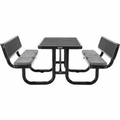 Global Industrial™ 6' Rectangular Picnic Table w/ Backrests & Cushions, Expanded Metal, Black -Tables Shop 277630BKS 02