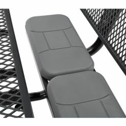 Global Industrial™ 6' Rectangular Picnic Table w/ Backrests & Cushions, Expanded Metal, Black -Tables Shop 277630BKS 03