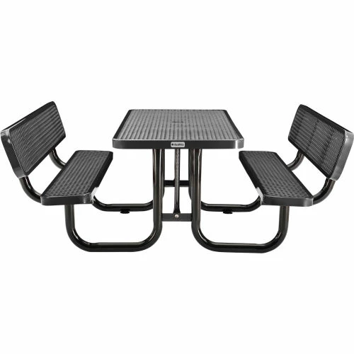 Global Industrial 6' Rectangular Picnic Table w/ Backrests, Expanded Metal, Black 3 Global Industrial 6' Rectangular Picnic Table w/ Backrests, Expanded Metal, Black - Image 3