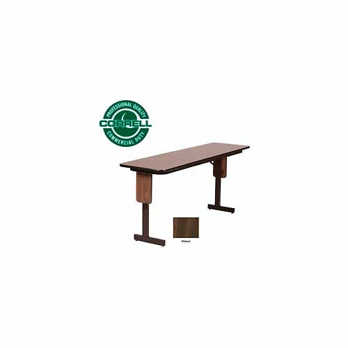 Correll Folding Seminar Table - 18" x 60" - Walnut 1 Correll Folding Seminar Table - 18" x 60" - Walnut