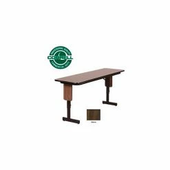 Correll Folding Seminar Table - Adjustable Height - 18"x 72" Walnut