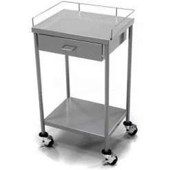 Aero Manufacturing AERO Stainless Steel Anesthesia Utility Table with 1 Drawer & Flat Top Shelf