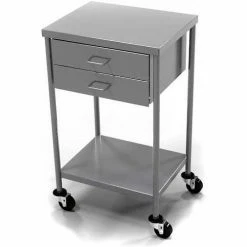 Aero Manufacturing AERO Stainless Steel Anesthesia Utility Table with 2 Drawers & Flat Top Shelf