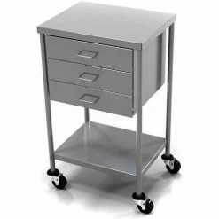 Aero Manufacturing AERO Stainless Steel Anesthesia Utility Table with 3 Drawers & Flat Top Shelf
