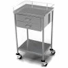 Aero Manufacturing AERO Stainless Steel Anesthesia Utility Table with 2 Drawers & Guard Rail Top Shelf