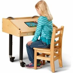 Jonti-Craft® Adjustable Height Single Tablet Wooden Top Table - Mobile 6 Jonti-Craft® Adjustable Height Single Tablet Wooden Top Table - Mobile -Tables Shop 3395JCM wkid