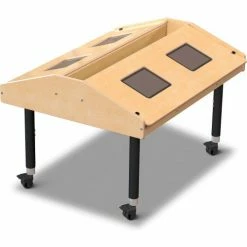Jonti-Craft® Adjustable Height Quad Tablet Wooden Top Table - Mobile
