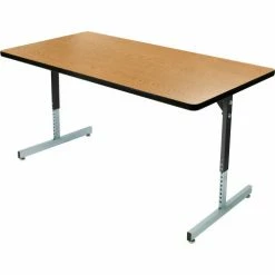 Allied Plastics Computer and Activity Table - Adjustable Height - 60" x 30" - Oak