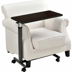 Global Industrial Overbed Table With H-Base, Walnut Laminate Tabletop -Tables Shop 436910 04