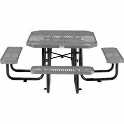 Global Industrial™ 46" Octagonal Picnic Table, Expanded Metal, Gray -Tables Shop 436982GY 01