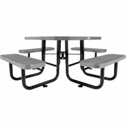 Global Industrial™ 46" Octagonal Picnic Table, Expanded Metal, Gray -Tables Shop 436982GY 02
