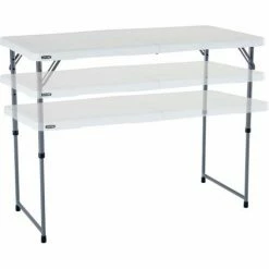 Lifetime® Adjustable Height Plastic Fold-In-Half Table, 24" x 48", White -Tables Shop 4428 table 04