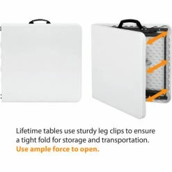 Lifetime® Adjustable Height Plastic Fold-In-Half Table, 24" x 48", White -Tables Shop 4428 table 06