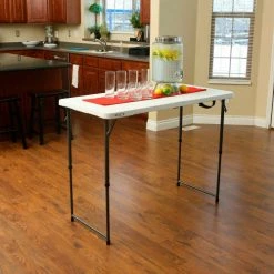 Lifetime® Adjustable Height Plastic Fold-In-Half Table, 24" x 48", White -Tables Shop 4428 table 14