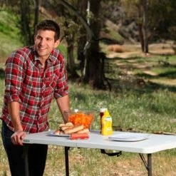 Lifetime® Adjustable Height Plastic Fold-In-Half Table, 24" x 48", White -Tables Shop 4428 table 15