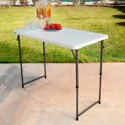 Lifetime® Adjustable Height Plastic Fold-In-Half Table, 24" x 48", White -Tables Shop 4428 table 17