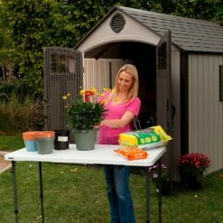 Lifetime® Adjustable Height Plastic Fold-In-Half Table, 24" x 48", White -Tables Shop 4428 table 18