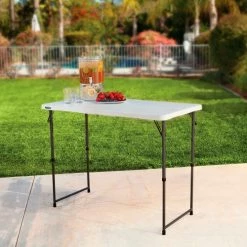 Lifetime® Adjustable Height Plastic Fold-In-Half Table, 24" x 48", White -Tables Shop 4428 table 19