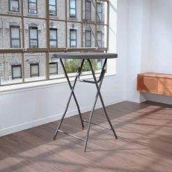 Zown 32" Round Cocktail Folding Table, Gray -Tables Shop 60436SGY1E 07