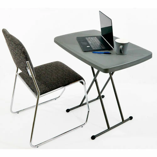 Interion By Global Industrial Interion® Adjustable Height Plastic Folding Table, 20" x 30", Charcoal 6 Interion By Global Industrial Interion® Adjustable Height Plastic Folding Table, 20" x 30", Charcoal - Image 6