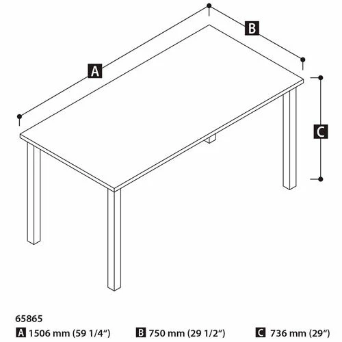 Bestar All-Purpose Worksurface Table - 60 x 30 - Black 2 Bestar All-Purpose Worksurface Table - 60 x 30 - Black - Image 2