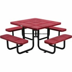 Global Industrial™ 46" Square Picnic Table, Perforated Metal, Red