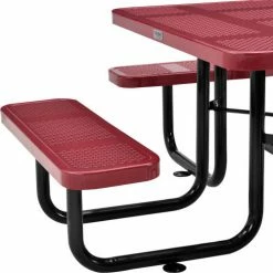 Global Industrial™ 46" Square Picnic Table, Perforated Metal, Red -Tables Shop 694551RD 02