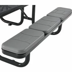 Global Industrial 6' Rectangular Picnic Table w/ Seat Cushions, Perforated Metal, Black -Tables Shop 694553BKS 02