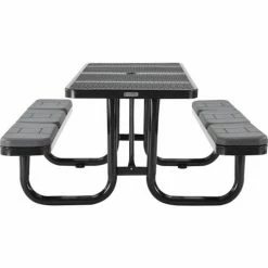 Global Industrial 6' Rectangular Picnic Table w/ Seat Cushions, Perforated Metal, Black -Tables Shop 694553BKS 03