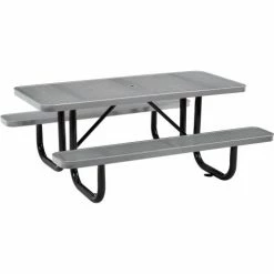 Global Industrial™ 6' Rectangular Picnic Table, Perforated Metal, Gray -Tables Shop 694553GY 03