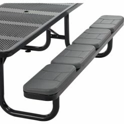 Global Industrial™ 8' Rectangular Picnic Table w/ Seat Cushions, Perforated Metal, Black -Tables Shop 694555BKS 02